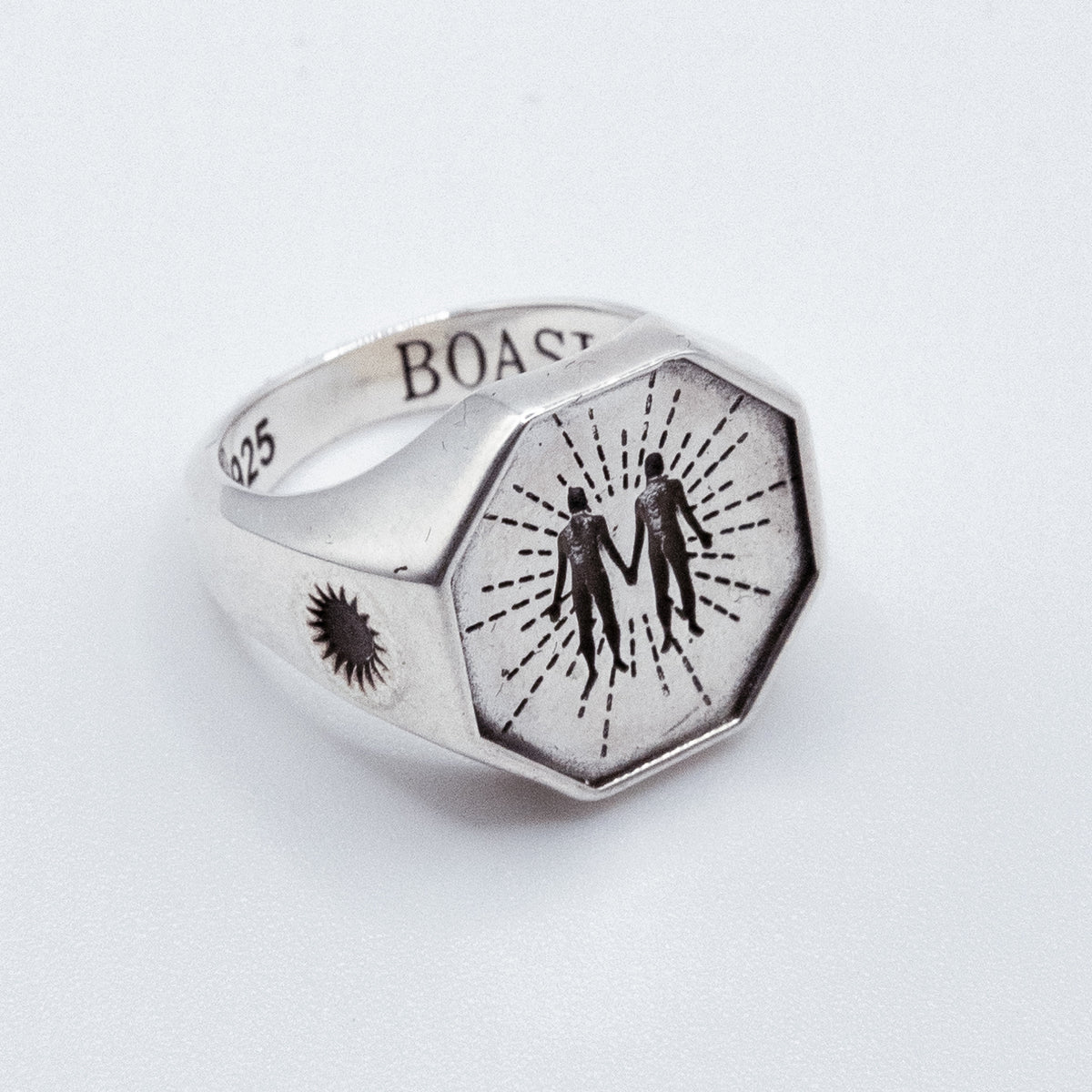 Anillo de plata 925 para hombre y mujer Soul, sello octogonal BOASI