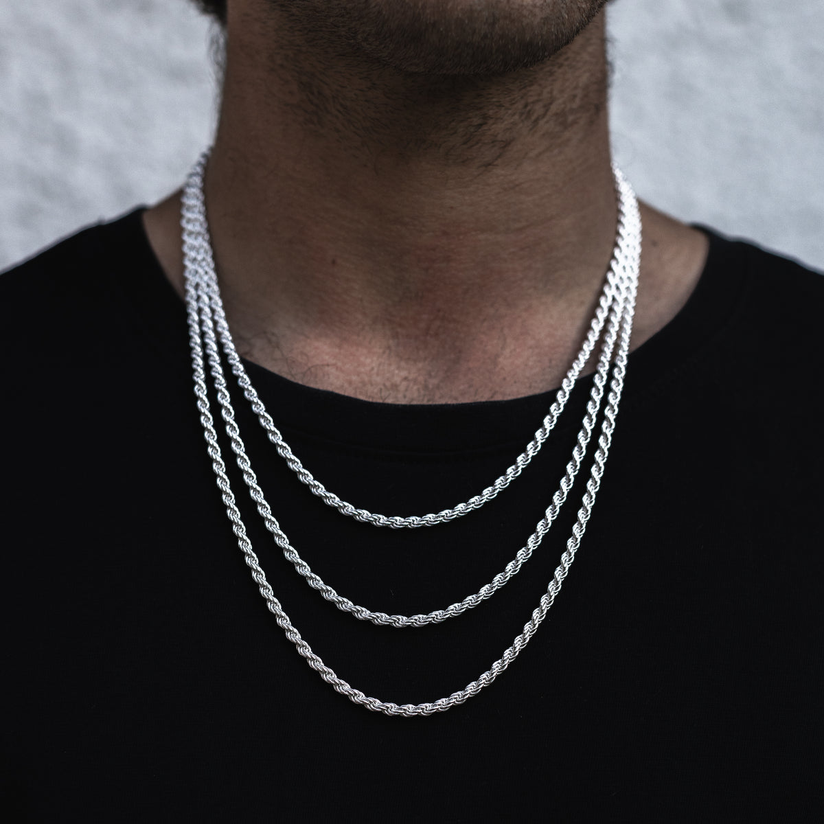 Cadena de plata para hombre Rope 3,6 mm, plata italiana 925 BOASI
