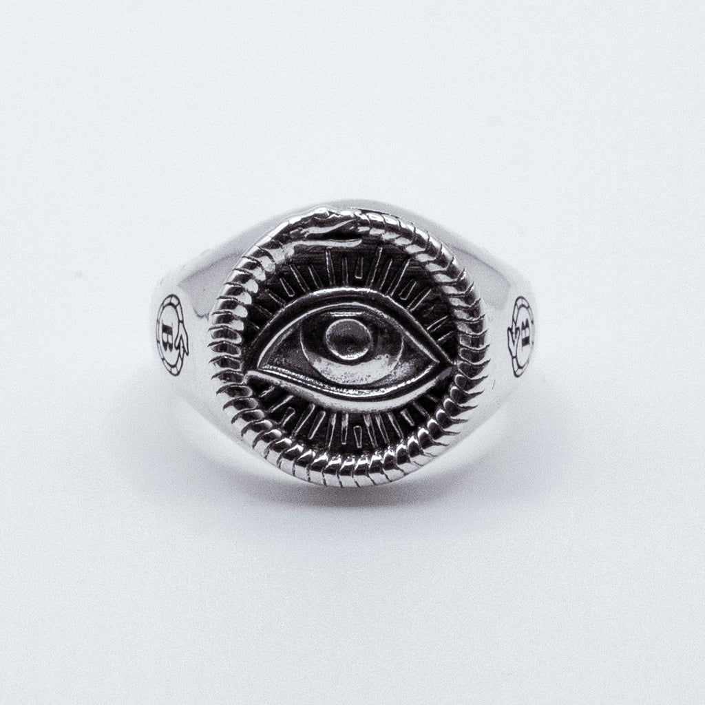 Anillo Snake de plata 925 BOASI, vista lateral con logo